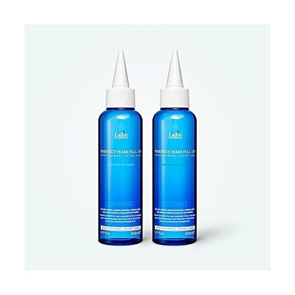 LADOR Perfect Hair Fill-Up Filler Duo 100 + 100 ml Hair Treatment Hydrate les Cheveux Donne un Éclat Sain Retour Normalise p