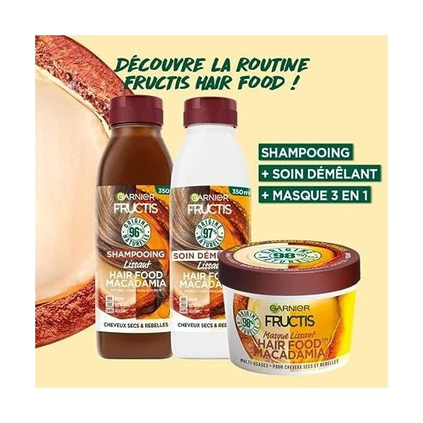 GARNIER - Fructis Hair Food - Coffret Cadeaux Soin Cheveux Routine à lhuile de Macadamia pour les cheveux secs et rebelles 3