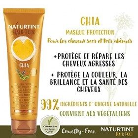 Naturtint Hair Food Chia Masque Protectrice Protège/Répare Cheveux Abimés/Secs Spécialement pour Cheveux Abimés 99% dIngrédi