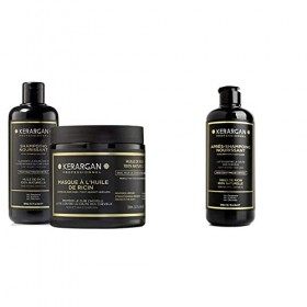 Kerargan - Shampoing et Masque à l’Huile de Ricin, d’Argan - Stimule la Pousse et Réduit les Chutes - 2x500 ml & Après Shampo