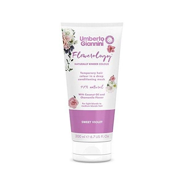 Umberto Giannini Masque de coloration temporaire pour cheveux végétalien et sans cruauté, 200 ml violet doux 