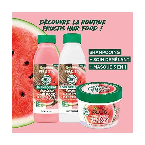 Hair Food Fructis Hair Food Coffret Routine à la Pastèque pour cheveux secs - 96 pour cent dingrédients dorigine naturelle,