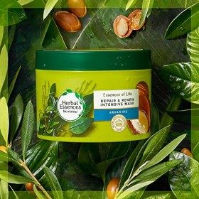 Herbal Essences Masque réparateur à lhuile dargan végétalien pour cheveux secs, abîmés, traitement des cheveux en profondeu