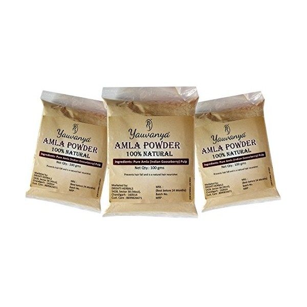 Yauvanya Pure Amla poudre de groseille à maquereau indienne pour les cheveux 3X100 gms