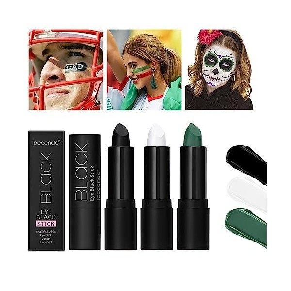 Bâton noir pour les yeux | Maquillage blanc/vert/noir | Bâton de peinture pour le visage et le corps | Bâton de maquillage mu