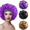 PAEFIU 3pcs Bonnet Satin Cheveux Nuit, Bonnet Soie Cheveux Nuit Bonnet de Nuit Satin Bonnet en Satin Femme Élastique Protecti