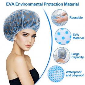 6PCS Bonnet de Douche Femme Impermeable Charlotte Cheveux Douche Bonnets de Bain RéUtilisables avec Des Bandes Élastiques pou