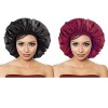 Bonnet Satin Nuit, XOPOZON Chapeaux de Sommeil, Extensible Large Bande pour Femmes Filles Protection des Cheveux Longs Noir 