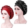 2 Pieces Bonnet Soie Cheveux Nuit, Bonnet en Satin pour Femme, Bonnet en Satin à Bande Élastique Douce, Bonnet de Nuit en Soi