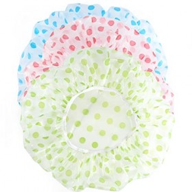 3 Pieces Bonnet de Douche Imperméable, Élastiques Réutilisables Bonnet de Bain, Grand Accessoire Cheveux Douche pour Dames Fe