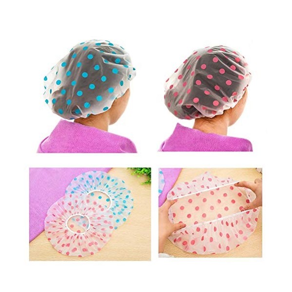 3 Pieces Bonnet de Douche, Chapeau de Douche Réutilisables Charlotte  Cheveux Douche Imperméable avec des Bandes Élastiques po