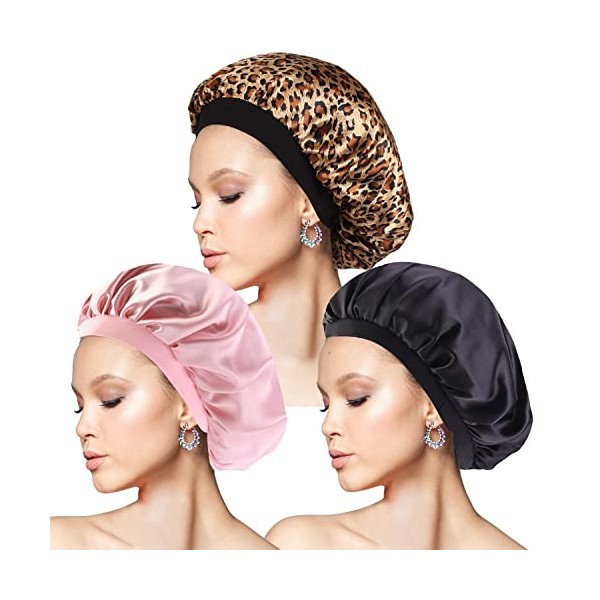 3 Pieces Bonnet de Douche, Chapeau de Douche Réutilisables Charlotte  Cheveux Douche Imperméable avec des Bandes Élastiques pour Femme SPA Salon