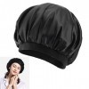 Bonnet Satin Cheveux Nuit, Bonnet Soie Cheveux Nuit en Satin à Large Band Élastique Bonnets de Nuit Doux pour Cheveux Longs C