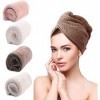 mreechan Cheveux Serviette, 4 pièces Cheveux Séchage Serviettes,Serviette Microfibre Cheveux pour Cheveux Turban avec Bouton 