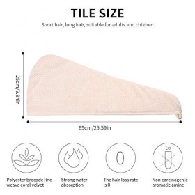 mreechan Cheveux Serviette, 4 pièces Cheveux Séchage Serviettes,Serviette Microfibre Cheveux pour Cheveux Turban avec Bouton 