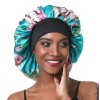 SENGTERM Bonnet de Nuit en Satin élastique à Large bande pour Femme,Cheveux Longs, Cheveux Bouclés L, black 