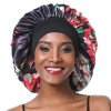 SENGTERM Bonnet de Nuit en Satin élastique à Large bande pour Femme,Cheveux Longs, Cheveux Bouclés L, black 