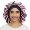 SENGTERM Bonnet de Nuit en Satin élastique à Large bande pour Femme,Cheveux Longs, Cheveux Bouclés L, black 