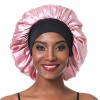 SENGTERM Bonnet de Nuit en Satin élastique à Large bande pour Femme,Cheveux Longs, Cheveux Bouclés L, black 