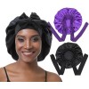 EBONNT 2Pcs Bonnet Satin Cheveux Nuit Bonnet en Soie pour Femmes Cheveux naturels Taille de tête Ajustable Bonnet de Nuit pou