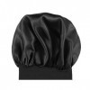 Milisten Bonnet de nuit en satin élastique à large bande Noir