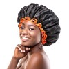 mikimini Lot de 1 bonnets de douche noirs pour femme, réutilisables, double couche, imperméables, avec doublure en PEVA douce