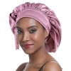 SENGTERM Bonnet de Nuit en Soie Femme aux Cheveux Bonnet en Satin Bonnet de Nuit Large Bande Soyeuse élastique à Double Couch