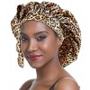 SENGTERM Bonnet de Nuit en Soie Femme aux Cheveux Bonnet en Satin Bonnet de Nuit Large Bande Soyeuse élastique à Double Couch