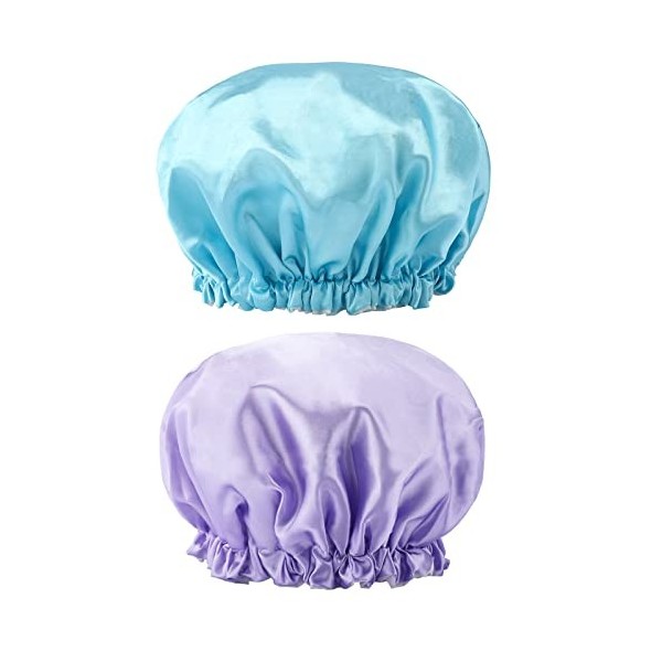 G2PLUS 2PCS Bonnet de Douche Bonnet de Bain Bonnet de Douche Imperméable Bonnet de Douche Imperméable Elastique Caps pour Dam