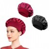 2 Pièces Bonnet Satin Cheveux Nuit, Bonnet Nuit en Soie pour Femmes, Chapeau Sommeil Élastique Réutilisable Capuchon, pour Pr