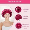 2 Pièces Bonnet Satin Cheveux Nuit, Bonnet Nuit en Soie pour Femmes, Chapeau Sommeil Élastique Réutilisable Capuchon, pour Pr