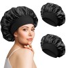 2 Pièces Bonnet Satin Cheveux Nuit, Bonnet De Nuit Satin, Bonnet Soie Cheveux Nuit Bonnet Cheveux Nuit pour Femmes Noir 