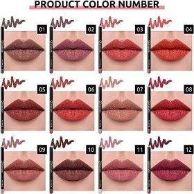 Ensemble de crayon à lèvres mat 12 couleurs, longue durée, imperméable, lisse, naturel, ensemble de crayons de maquillage pro