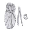 FRCOLOR Bonnet en Satin Extra Long Bonnet de Nuit avec Bande Élastique Douce Bonnet de Couchage avec Chouchous en Satin pour 