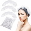 100 Pièces Bonnet Douche, Transparent Élastique Imperméables Bonnets, pour Hôtel Capillaire Douche Baignade, Salon, Shower Sp