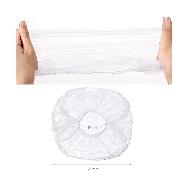 100 Pièces Bonnet Douche, Transparent Élastique Imperméables Bonnets, pour Hôtel Capillaire Douche Baignade, Salon, Shower Sp