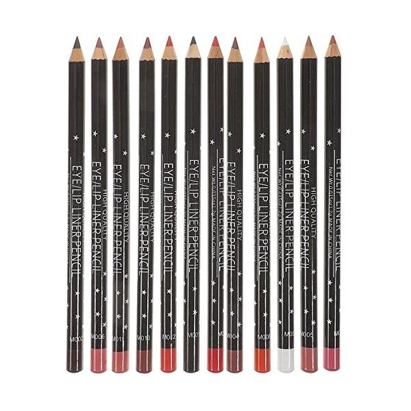 Luxshiny Crayon à Lèvres Mat Etanche, 12PCS Ensemble de Crayons Liner à Lèvres Imperméable Contour Façonnant pour Femmes