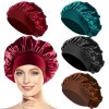 4pcs Bonnet Satin Cheveux Nuit, Bonnet Soie Cheveux Nuit Bonnet de Nuit Satin Bonnet en Satin Femme Élastique Protection Chev