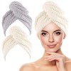 WLLHYF Lot de 2 Serviettes à Cheveux en Microfibre Velours Corail, séchage Rapide, Super absorbantes, séchage des Cheveux, Se