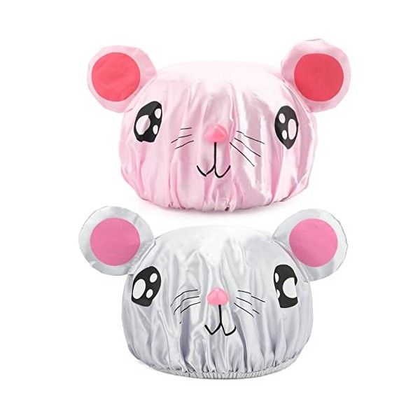 G2PLUS 2PCS Bonnets de Douche,Enfant Bonnet Chapeau De Douche Douche Étanche Cap Bonnets de Bain Réutilisables Convient aux S