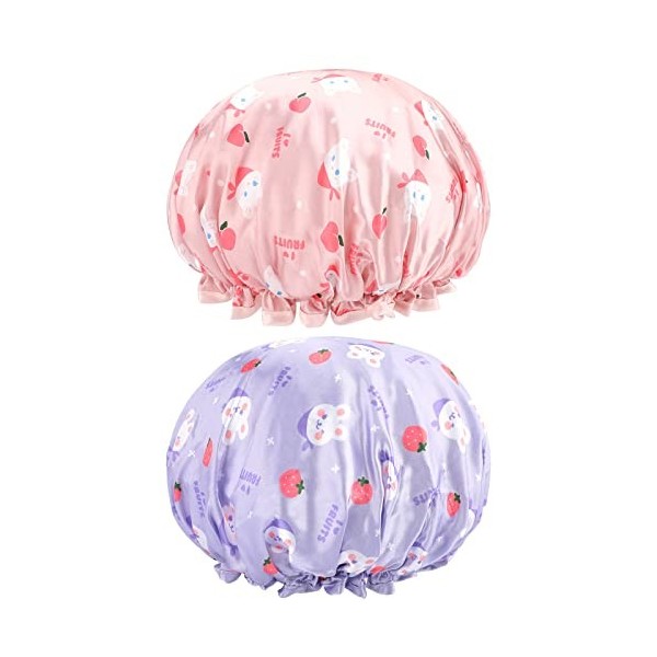 G2PLUS 2PCS Bonnets de Douche,Enfant Bonnet Chapeau De Douche Douche Étanche Cap Bonnets de Bain Réutilisables Convient aux S