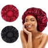 SunAurora Lot de 2 bonnets de sommeil en satin de soie de nuit réglables avec élastique pour femme et fille