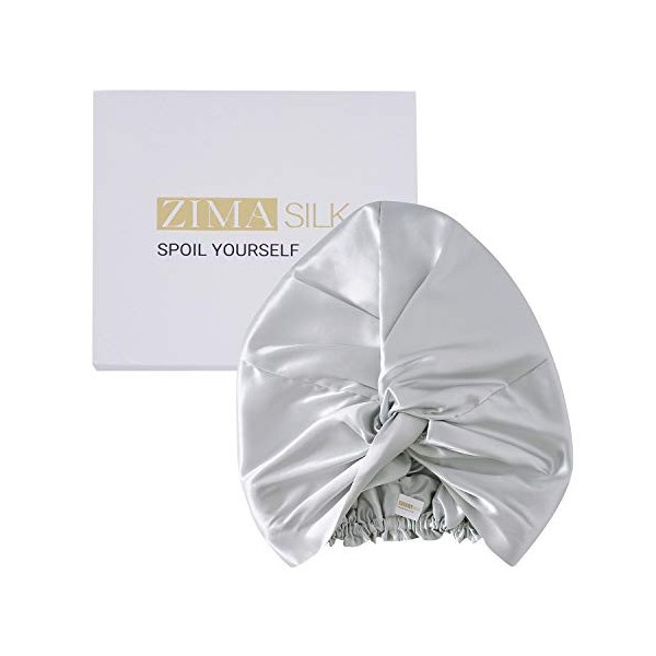 ZIMASILK Bonnet de sommeil 100% soie de mûrier pour femme, soin des cheveux, en soie naturelle pour dormir, bonnet en soie av