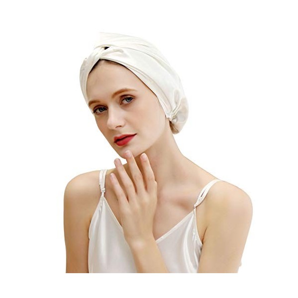 ZIMASILK Bonnet de sommeil 100% soie de mûrier pour femme, soin des cheveux, en soie naturelle pour dormir, bonnet en soie av