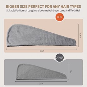 EHIOG Lot de 3 Cheveux Serviette,Serviettes de séchage en Microfibre Super absorbantes à séchage Rapide avec Boutons de Desig