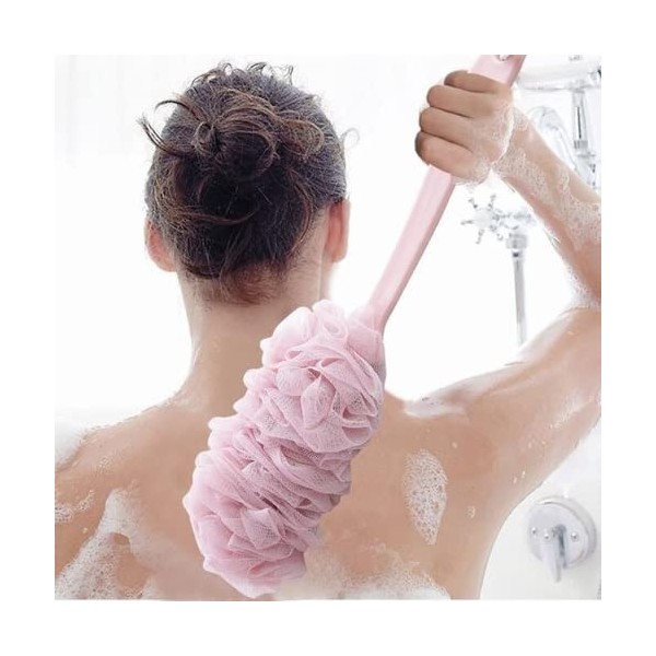 Brosse de bain dos avec manche long, brosse pour le corps, brosse exfoliante, poils naturels