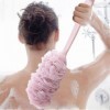 Brosse de bain dos avec manche long, brosse pour le corps, brosse exfoliante, poils naturels