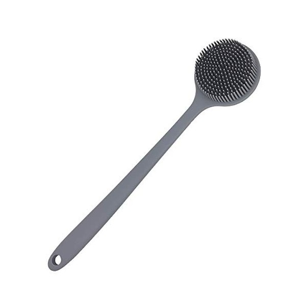 DNC Brosse à dos pour douche en silicone souple avec long manche, sans BPA, hypoallergénique noir 