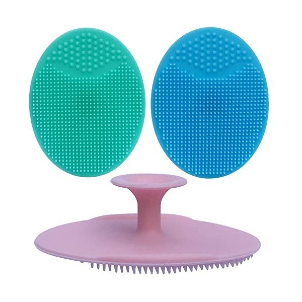 Brosse visage manuelle silicone et Brosse exfoliante pour adultes，Brosse de bain cuir chevelu bebe，Brosse de massage bebe，Bro