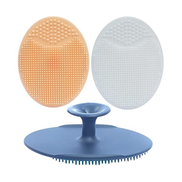 Brosse visage manuelle silicone et Brosse exfoliante pour adultes，Brosse de bain cuir chevelu bebe，Brosse de massage bebe，Bro